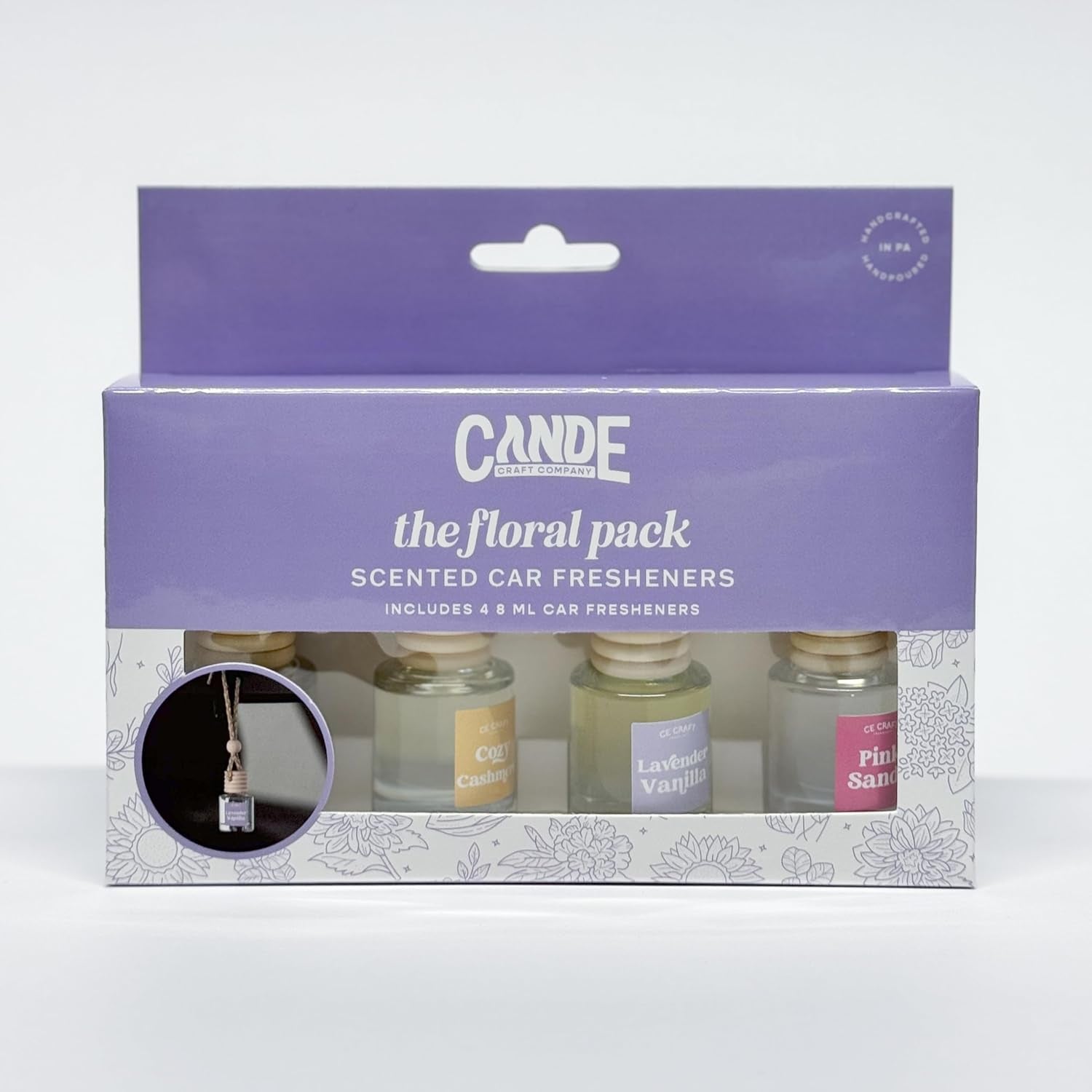 Car Air Hanging Fragrance Oil Diffuser – Car Air Freshener Diffuser for Essential Oils - Scents Fragrance Aromatherapy Automobile Diffuser - Long Lasting - Floral - 4 Pack