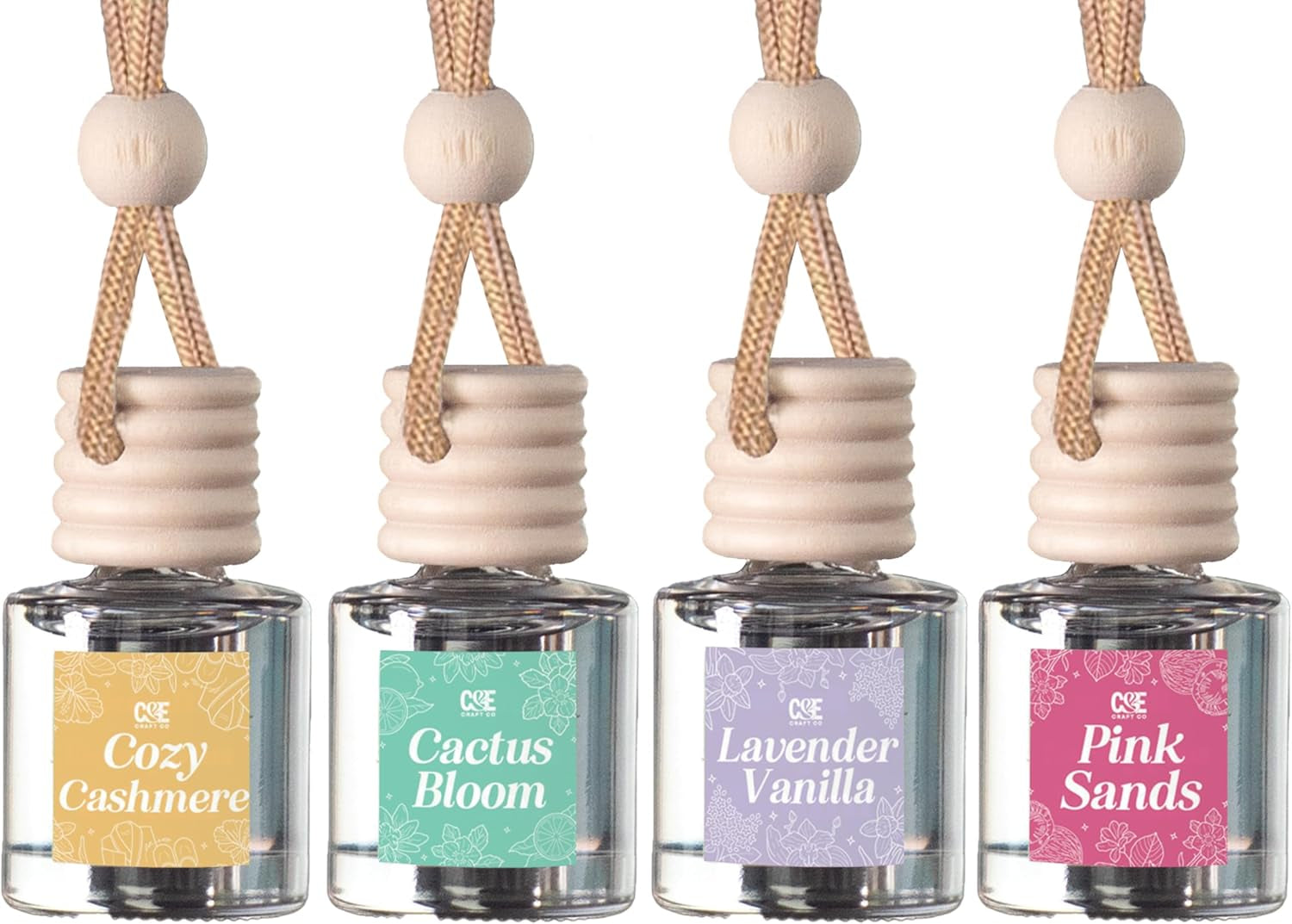 Car Air Hanging Fragrance Oil Diffuser – Car Air Freshener Diffuser for Essential Oils - Scents Fragrance Aromatherapy Automobile Diffuser - Long Lasting - Floral - 4 Pack